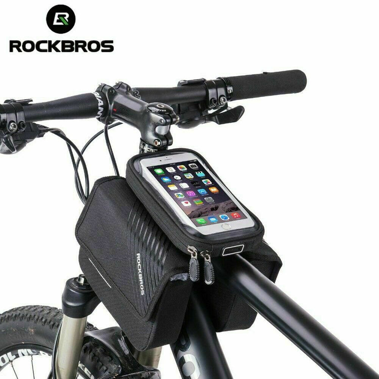 ROCKBROS Bicycle Phone Holder Bag 6.0in MTB Bike Frame Bag Cycling Top Tube Bag