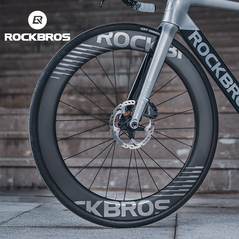 ROCKBROS Road Bike Carbon Fiber Wheels 700C Carbon Fiber Disc Brake 65mm Wheelsets Clincher