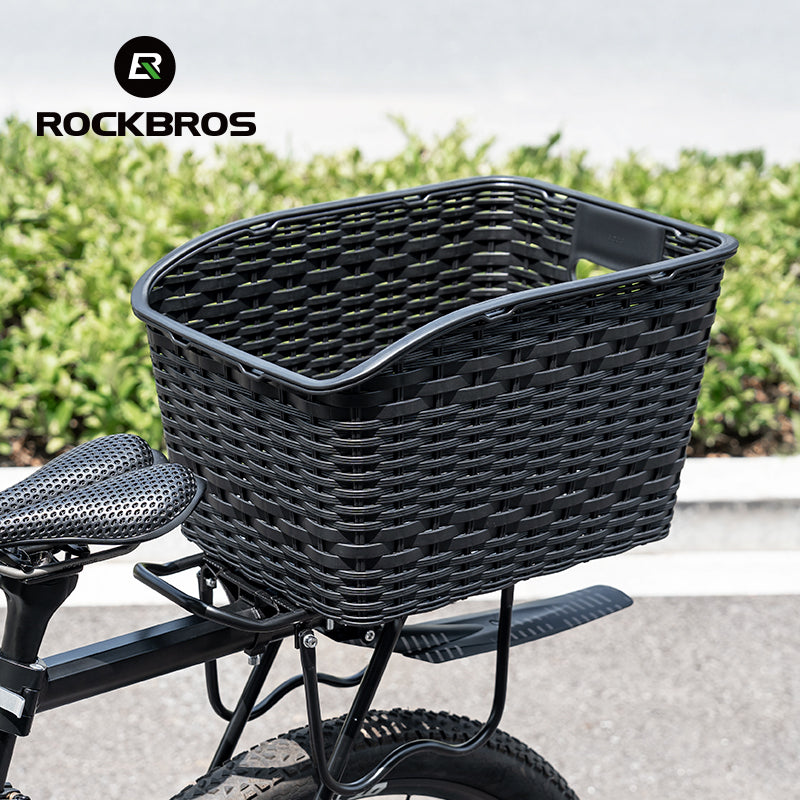 ROCKBROS Rear Shelf Basket Practical Durable Big Capacity Anti-Extrusion Portable Strong Resilience Pet Vegetable Rear Basket Frame Telescopic Cover Commuter Bike MTB