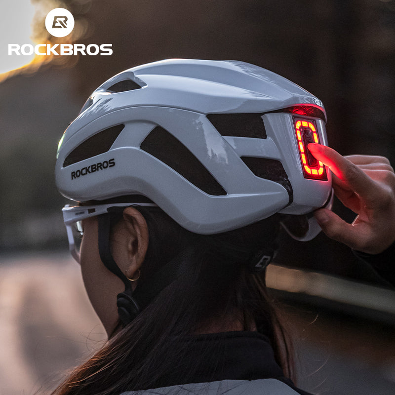 ROCKBROS Cycling Safety Helmet With Warning Lights USB-C Rechargeable