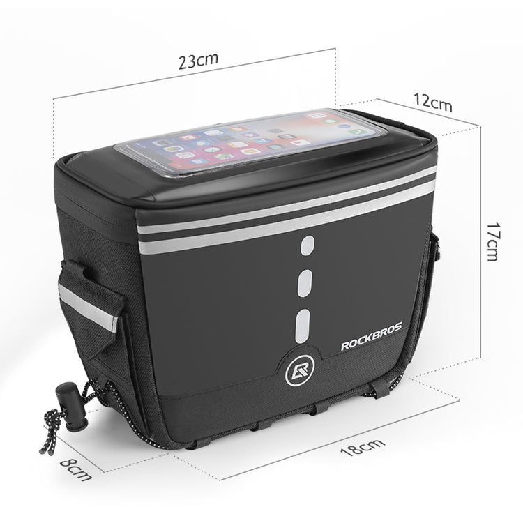 ROCKBROS Motorcycle Bike Handlebar Bag Bicycle Front Storage Bags Bike Phone Mount Pouch Bag with Removable Shoulder Strap for Road Mountain Commute Bike
