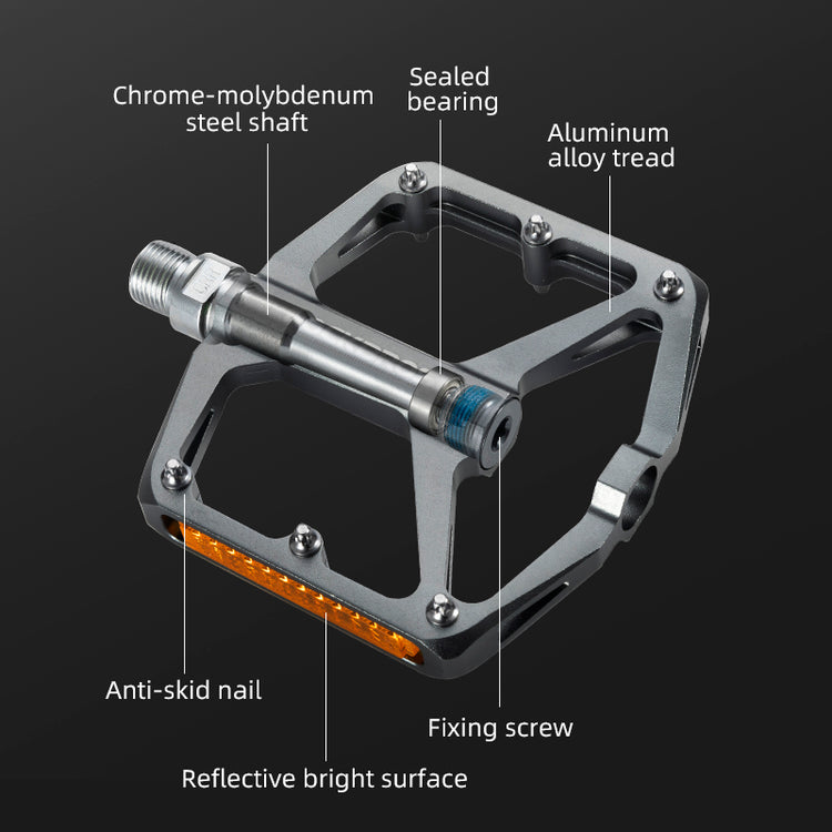 ROCKBROS Aluminium Alloy Non-Slip Reflective Bicycle Pedals For MTB Mountain Road Bike