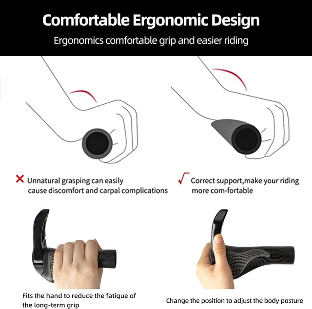 ROCKBROS Bike Grips Single Lock-on Bicycle Handlebar Non-Slip Mountain Bike Handlebar Comfortable Shockproof Grips for BMX, MTB, Beach Cruiser, Scooter