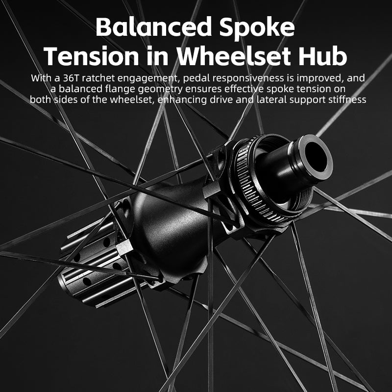 ROCKBROS Road Bike Carbon Fiber Wheelset 50mm Rim Disc Brake 700C Bike Wheels Clincher/Tubeless