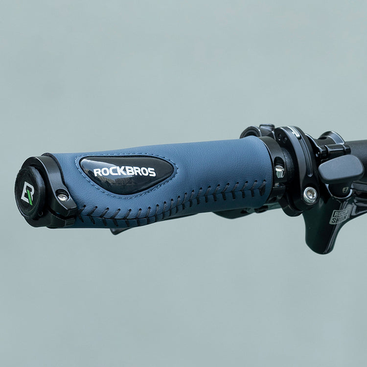 ROCKBROS Bike Double Lock Leather Grips Bicycle Handlebar Grips Anti-skid 2.22cm