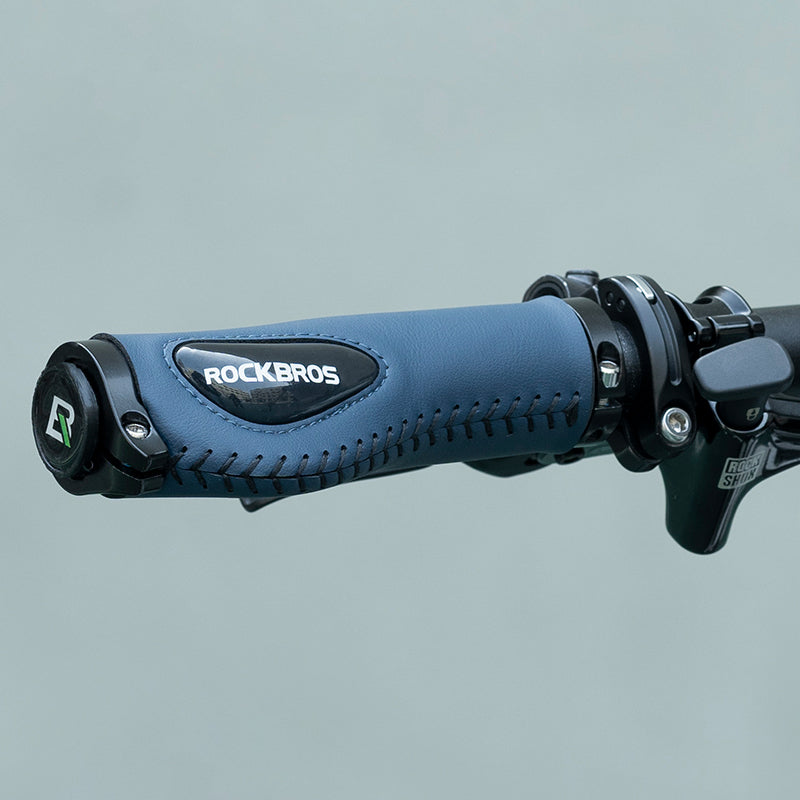 ROCKBROS Bike Double Lock Leather Grips Bicycle Handlebar Grips Anti-skid 2.22cm