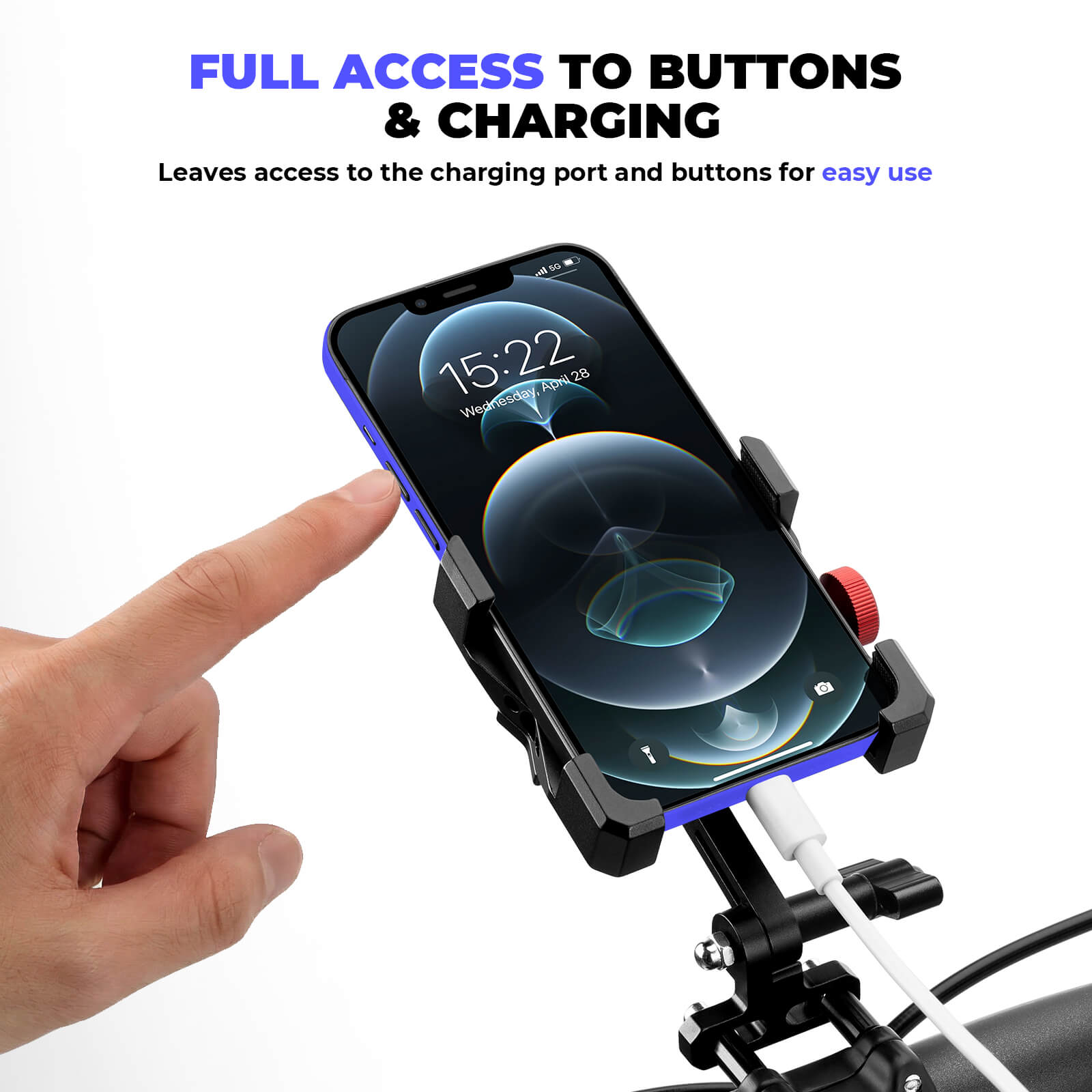 Durable ROCKBROS metal bicycle phone mount for bumpy roads.
#Mounting Style_Handlebar Clamp Mount