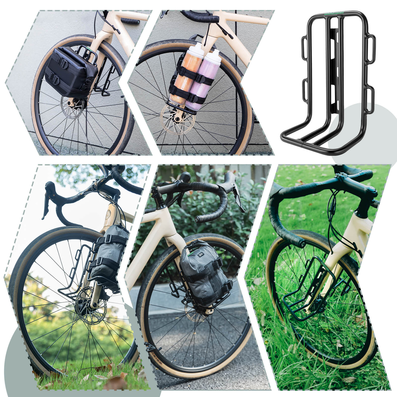 rockbros lightweight front fork rack and cargo bag set for mountain and road bikes.
#options_Front Fork Rack