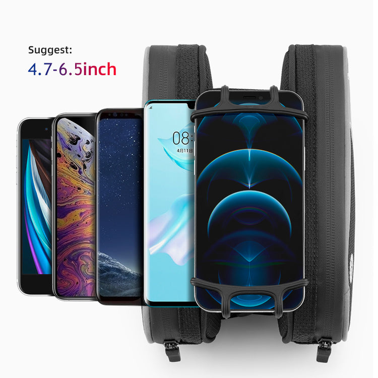 ROCKBROS Bike Front Frame Handlebar Phone Mount Bag Bicycle Top Tube Bag Waterproof Cycling Accessories Bike Pouch with 360° Rotation Phone Holder Fit Smartphone Below 6.7''