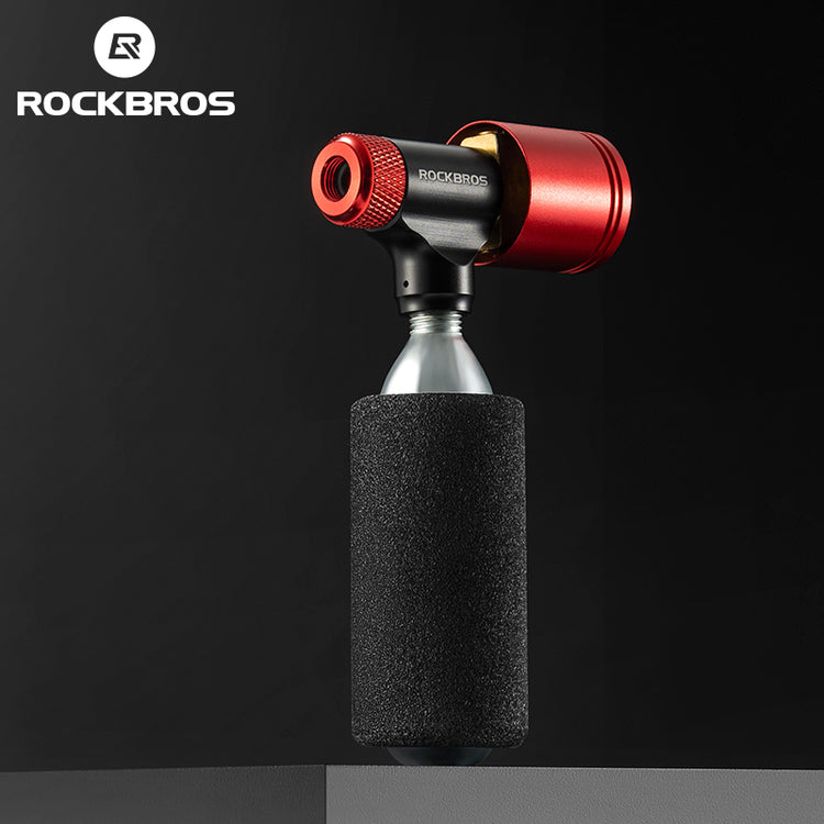 ROCKBROS Bicycle CO2 Pump Head With Guage Compact MTB Bike Tire Inflation Head