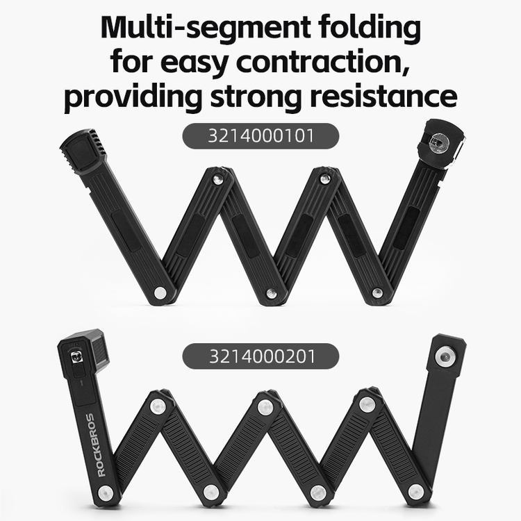 ROCKBROS MTB Road Bike Lock Key Folding Lock E-Bike Motorcycle Steel Lock Portable Antirust Anti-theft