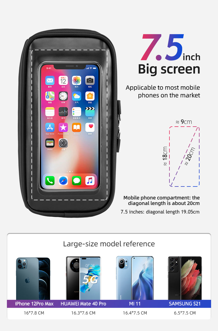 ROCKBROS Motorcycle Bike Handlebar Bag Bicycle Front Storage Bags Bike Phone Mount Pouch Bag with Removable Shoulder Strap for Road Mountain Commute Bike