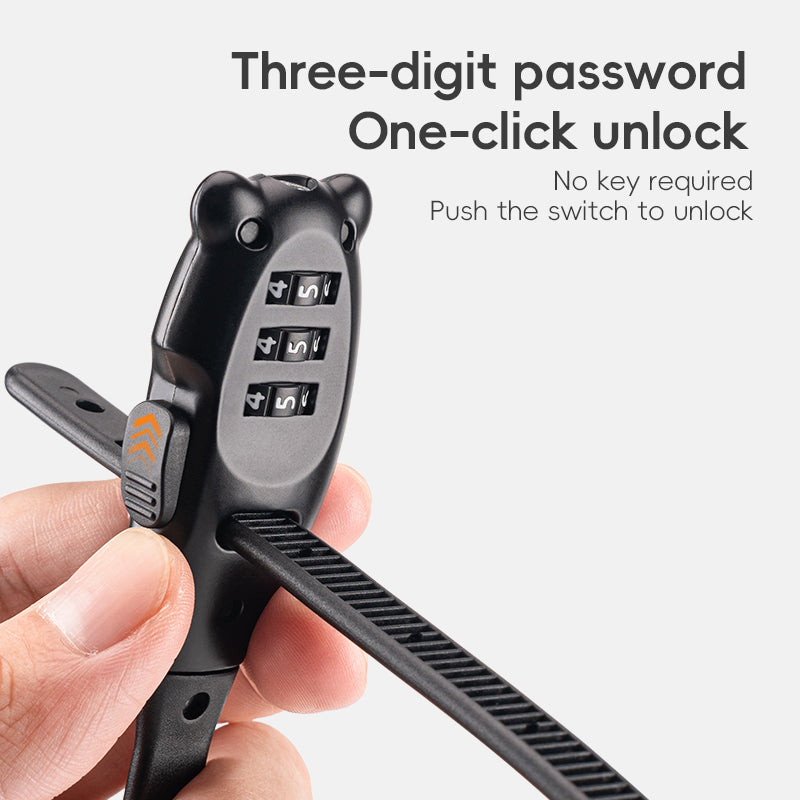 ROCKBROS 3-digit Password Tie Helmet Lock Multipurpose Bicycle Electric Scooter Motorcycle Portable Anti-theft Bike Accessories