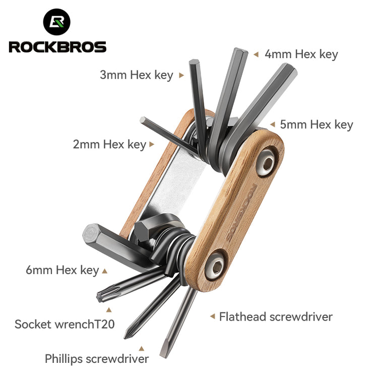 ROCKBROS 8-in-1 Multifunctional Portable Wooden Tool