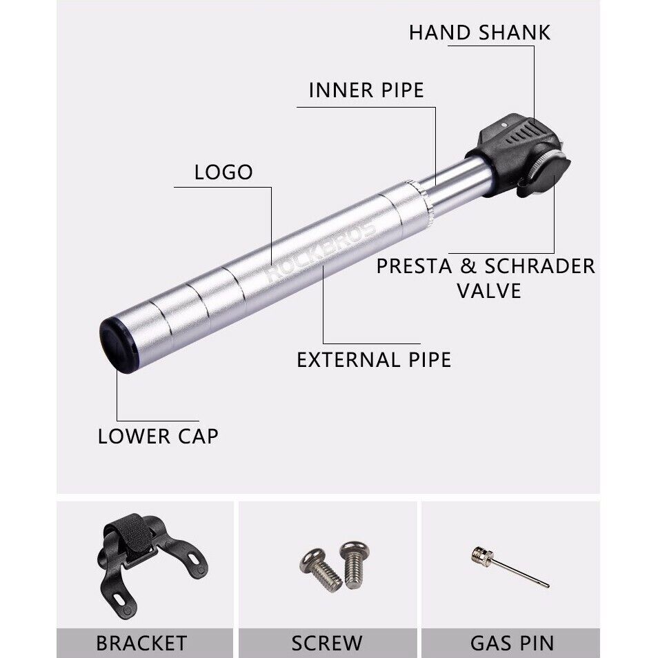 ROCKBROS One-Way Dual Valve Mini Bike Pump in Black