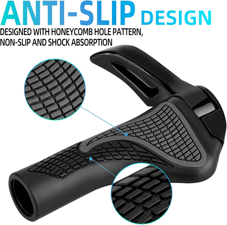ROCKBROS Bike Grips Single Lock-on Bicycle Handlebar Non-Slip Mountain Bike Handlebar Comfortable Shockproof Grips for BMX, MTB, Beach Cruiser, Scooter