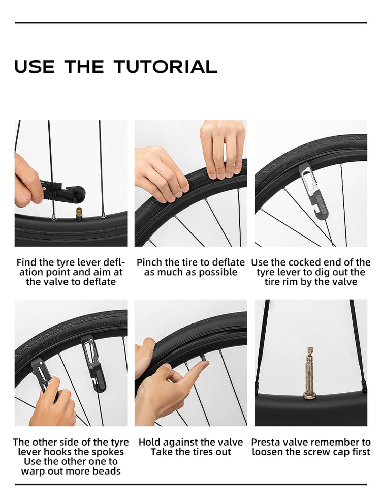 ROCKBROS Bike Bicycle Tire Lever Portable Multi-function Hex Wrench Spoke Hook Tool Kit