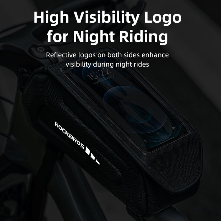 ROCKBROS Waterproof Bike Front Frame Tube Bag Cycling Phone Holder Bag 1.7L
