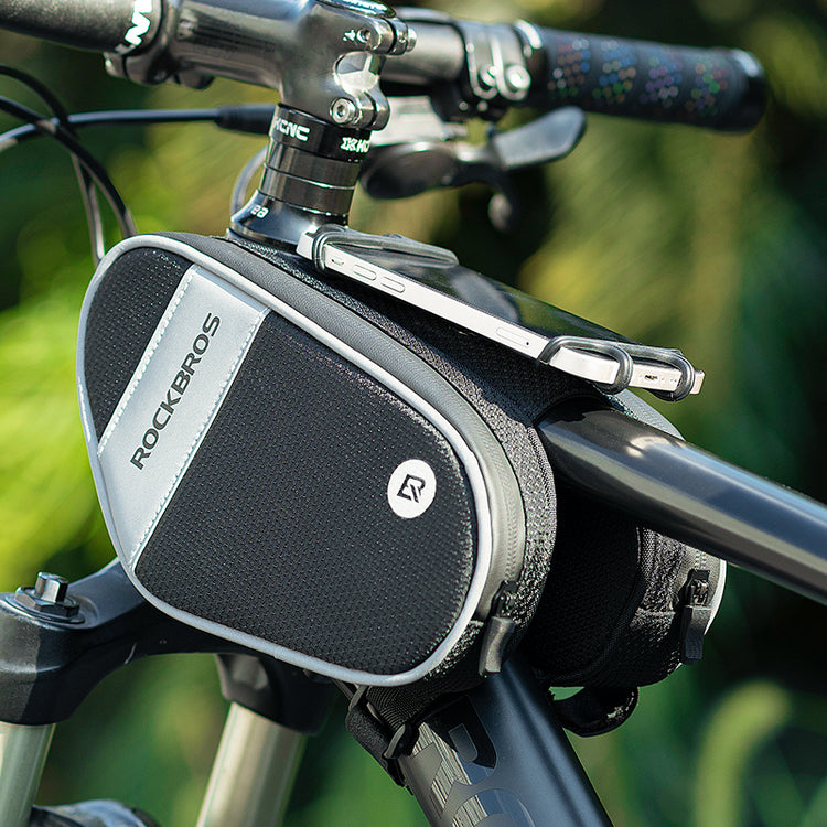 ROCKBROS Bike Front Frame Handlebar Phone Mount Bag Bicycle Top Tube Bag Waterproof Cycling Accessories Bike Pouch with 360° Rotation Phone Holder Fit Smartphone Below 6.7''