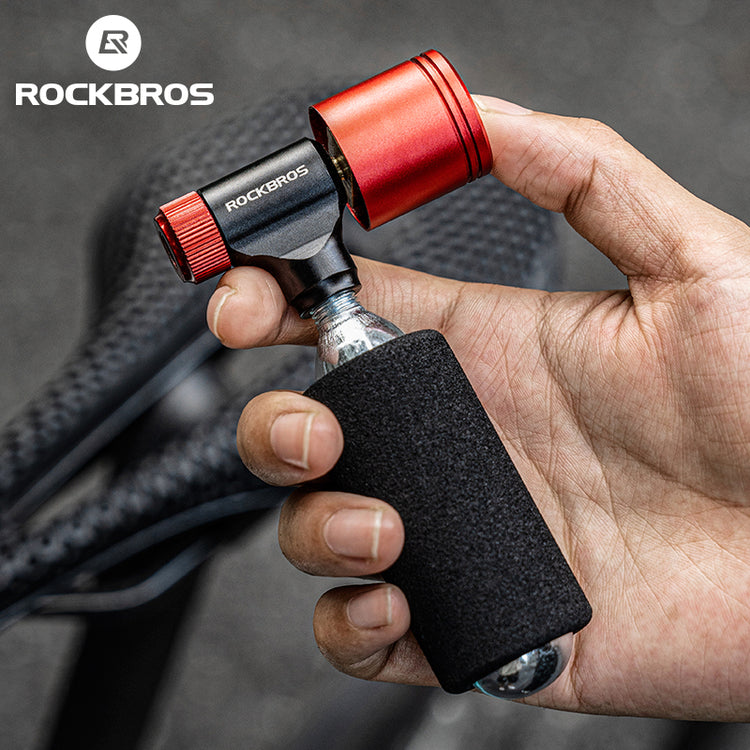 ROCKBROS Bicycle CO2 Pump Head With Guage Compact MTB Bike Tire Inflation Head