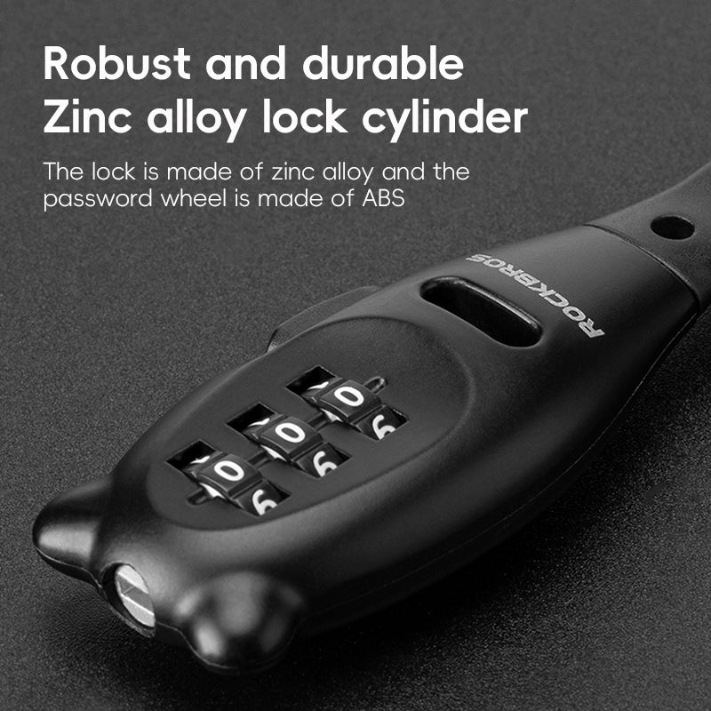 ROCKBROS 3-digit Password Tie Helmet Lock Multipurpose Bicycle Electric Scooter Motorcycle Portable Anti-theft Bike Accessories