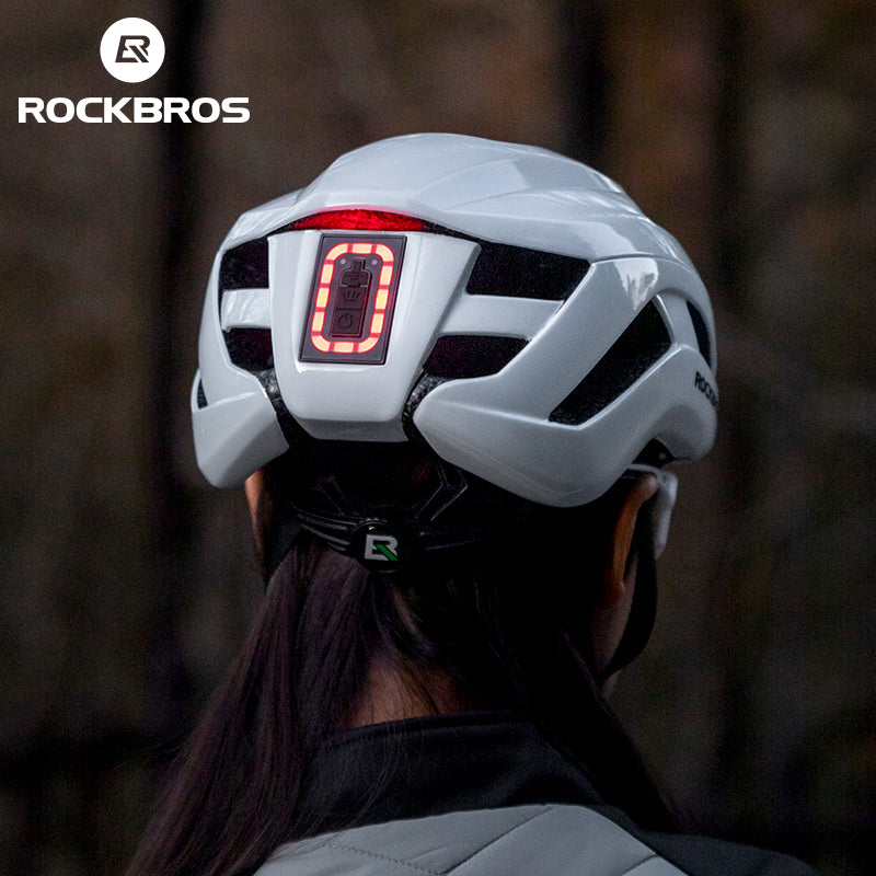 ROCKBROS Cycling Safety Helmet With Warning Lights USB-C Rechargeable