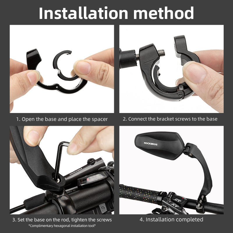 ROCKBROS Bike Handlebar Rear View Mirror 360° Rotation Adjustable