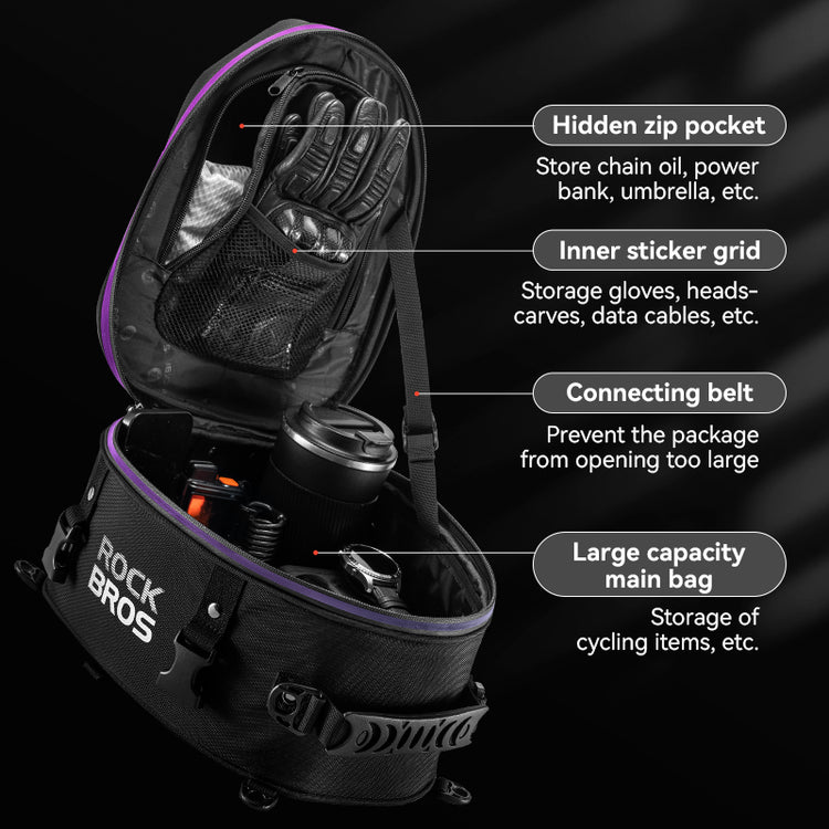 ROCKBROS Motorcycle Motorbike Saddle Seat Tail Bag Backpack Hard Shell 12.5L
