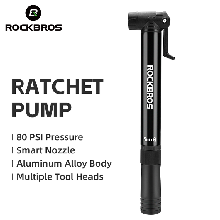 ROCKBROS Bicycle Bike Tire Pump 80PSI With Built-in Ratchet Tools