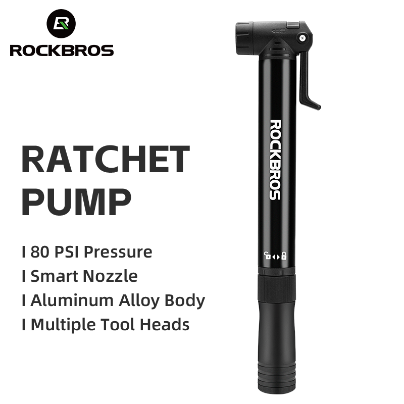 ROCKBROS Bicycle Bike Tire Pump 80PSI With Built-in Ratchet Tools
