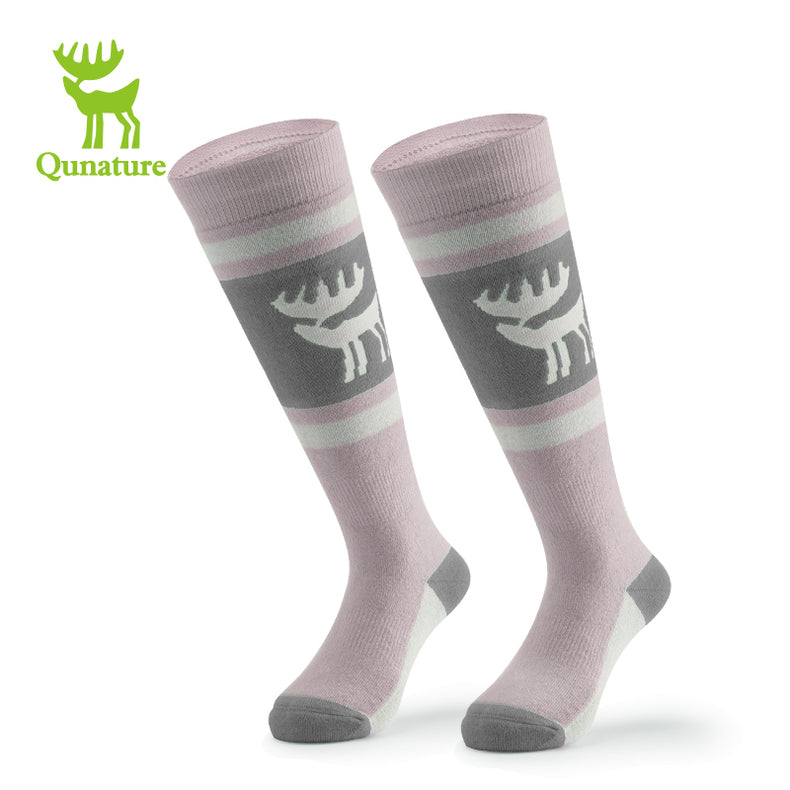 Qunature Kids Ski Snowboard Long Socks Knee Highs Thickened Warm Stockings