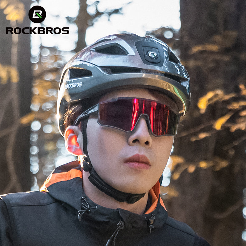 ROCKBROS Cycling Safety Helmet With Warning Lights USB-C Rechargeable
