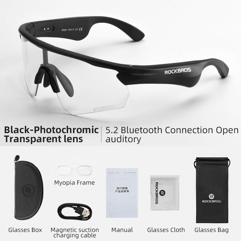 ROCKBROS Bluetooth Polarized Sunglasses Music Speaker Cycling Glasses Outdoor Sport