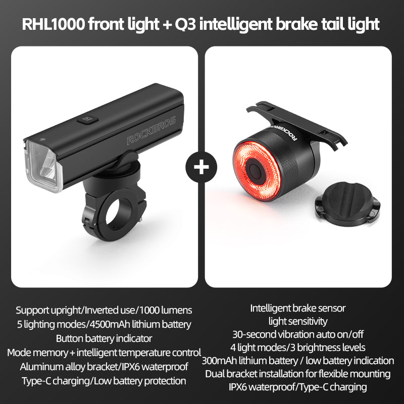 ROCKROS RHL1000 Lumens Headlight & Smart Taillight Set