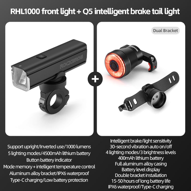 ROCKROS RHL1000 Lumens Headlight & Smart Taillight Set