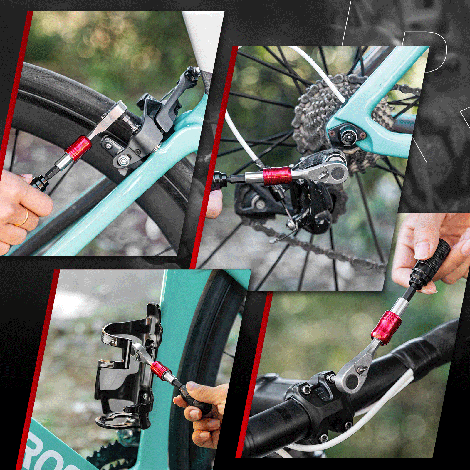 ROCKBROS Bicycle Bike Repair Tool Set featuring a 72-tooth ratchet wrench, designed for efficient and easy bike maintenance with a comprehensive range of tools for repairs and adjustments.
