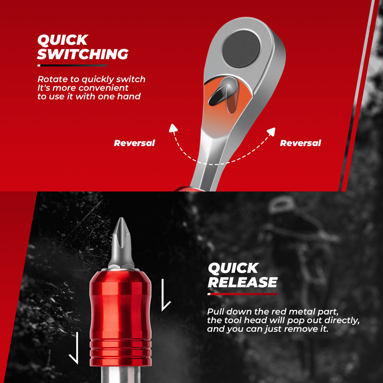 ROCKBROS Bicycle Bike Repair Tool Set featuring a 72-tooth ratchet wrench, designed for efficient and easy bike maintenance with a comprehensive range of tools for repairs and adjustments.
