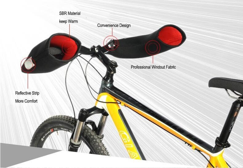 ROCKBROS Handlebar Mittens designed for cold weather, providing windproof protection for MTB handlebars to keep your hands warm and comfortable during rides.