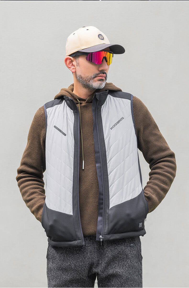 ROCKBROS Heated Vest featuring fast heating technology with 5 heating zones, designed for unisex wear.