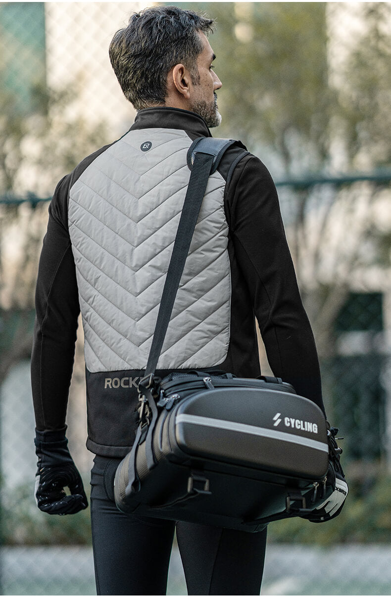 ROCKBROS Heated Vest featuring fast heating technology with 5 heating zones, designed for unisex wear.