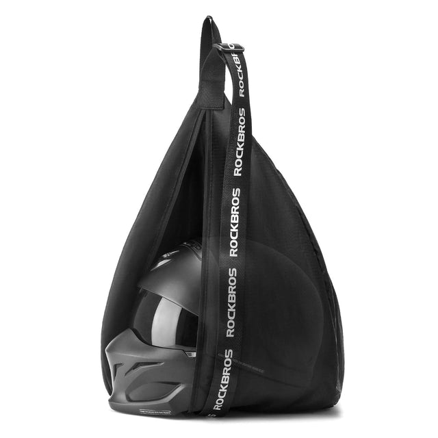 ROCKBROS Helmet Bag with adjustable shoulder strap and reflective features, designed for portability and convenience.