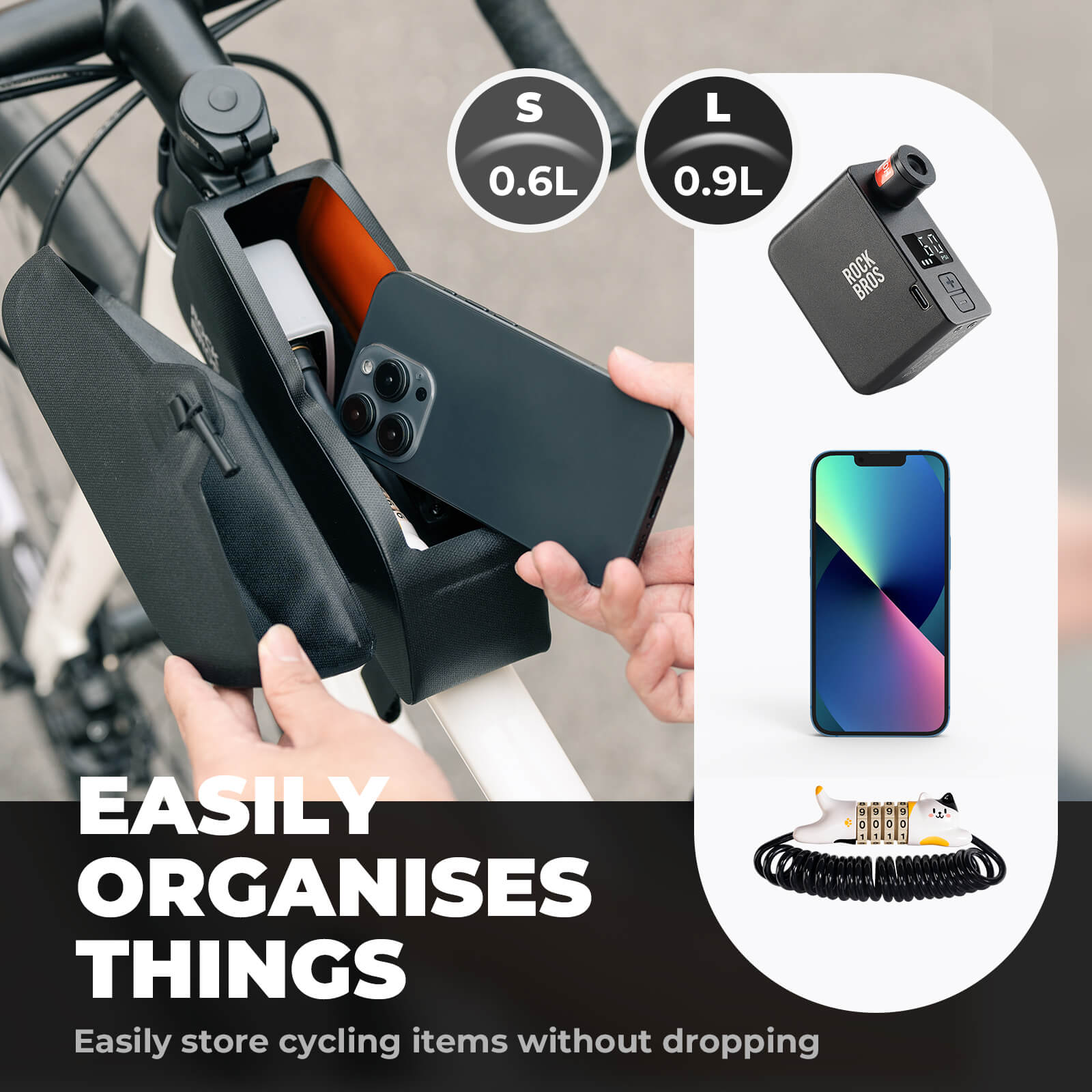 ROCKBROS Magnetic Waterproof Bike Top Tube Frame Bag designed for secure storage and easy access, keeping your essentials safe from the elements during rides.