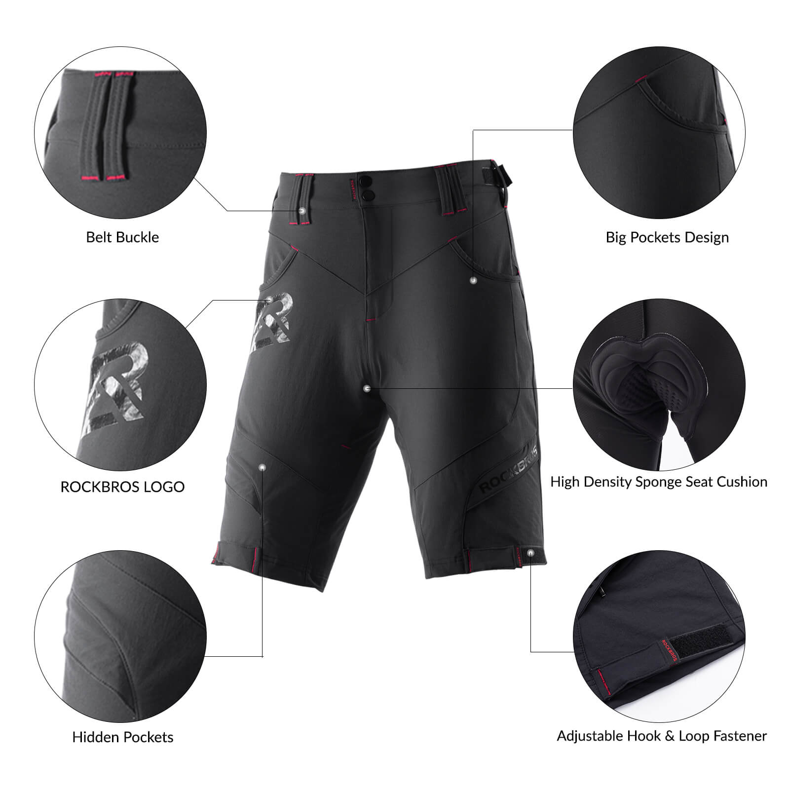 ROCKBROS Men’s Cycling Shorts with 4D padding and compression for enhanced comfort and support during cycling activities.