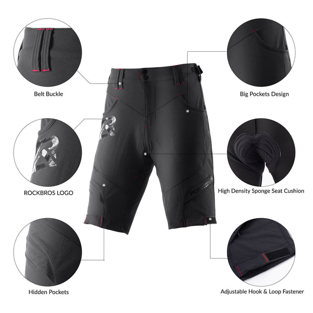 ROCKBROS Men’s Cycling Shorts with 4D padding and compression for enhanced comfort and support during cycling activities.