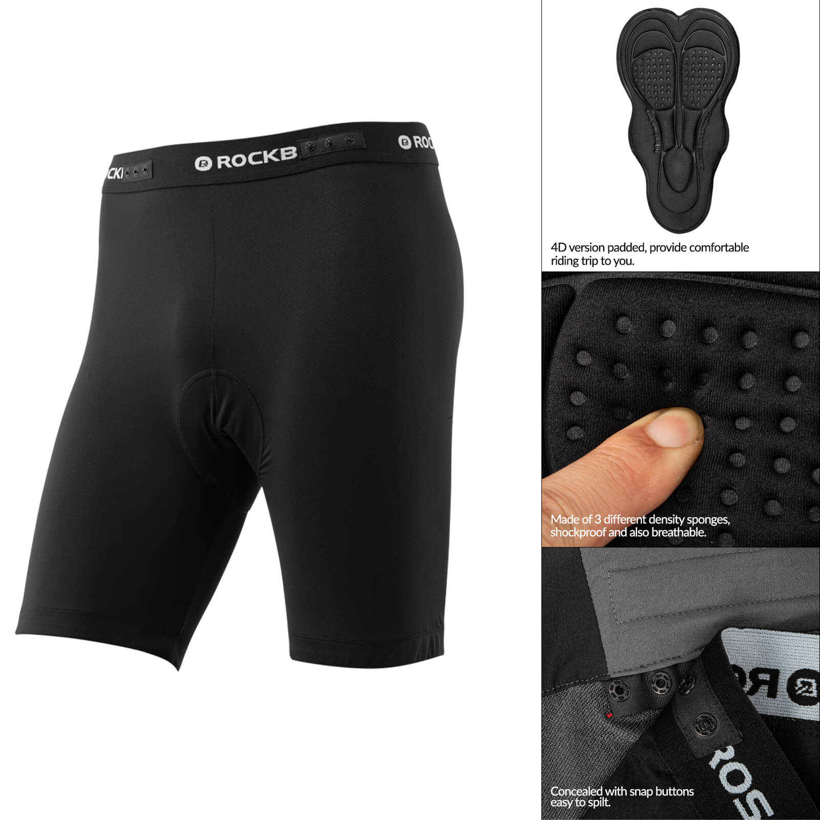 ROCKBROS Men’s Cycling Shorts with 4D padding and compression for enhanced comfort and support during cycling activities.