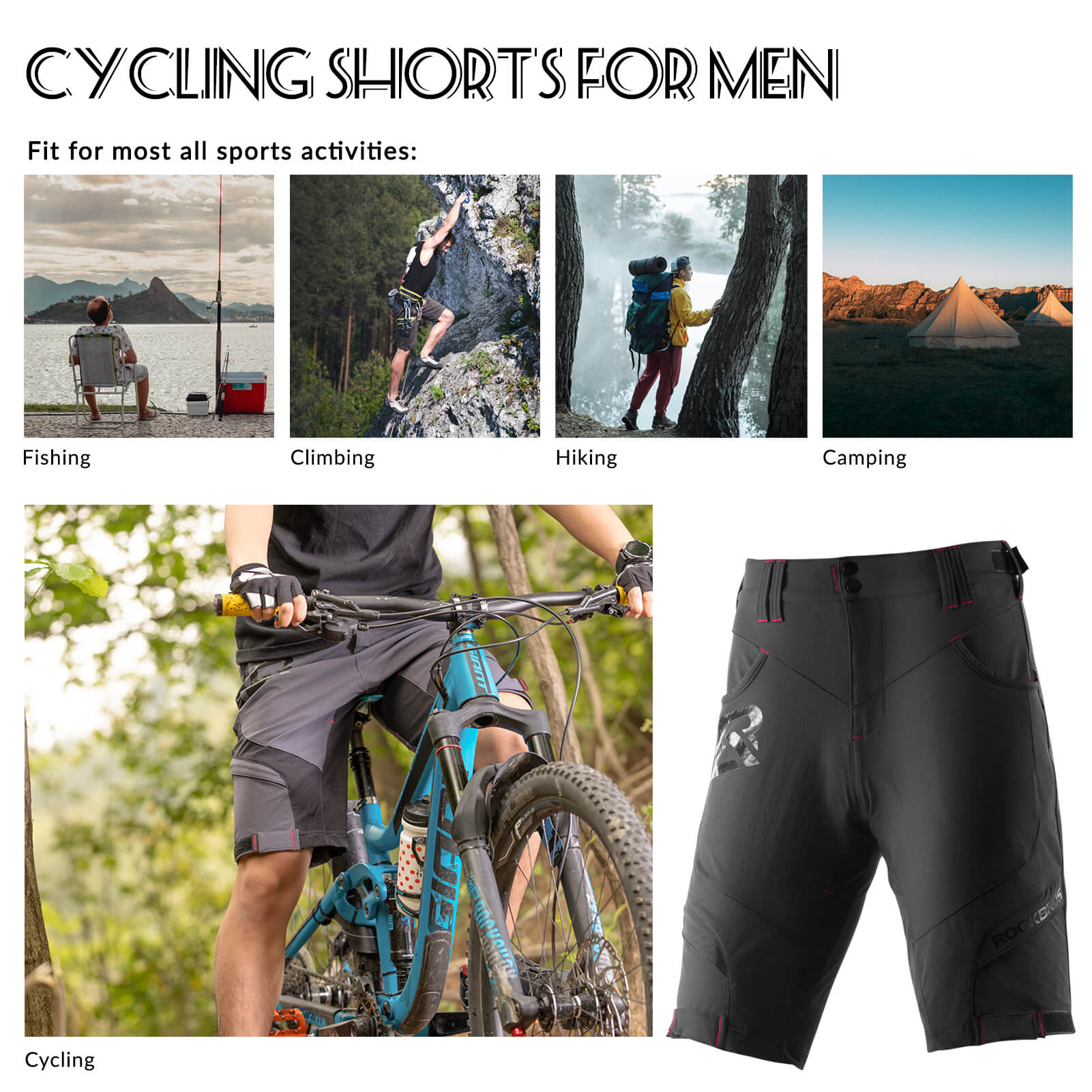 ROCKBROS Men’s Cycling Shorts with 4D padding and compression for enhanced comfort and support during cycling activities.