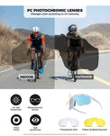 ROCKBROS photochromic sunglasses, UV400 protection, transparent cycling glasses, windproof, TR90 frame, ideal for outdoor sports #Color_Baby Blue