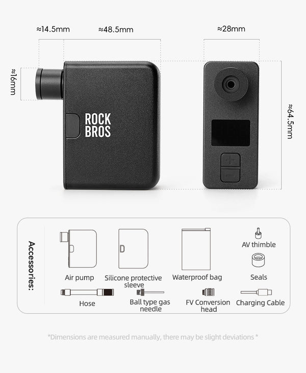 ROCKBROS portable mini electric bike pump AS1 PRO with LED screen, 120PSI, compact and efficient for cycling inflation.