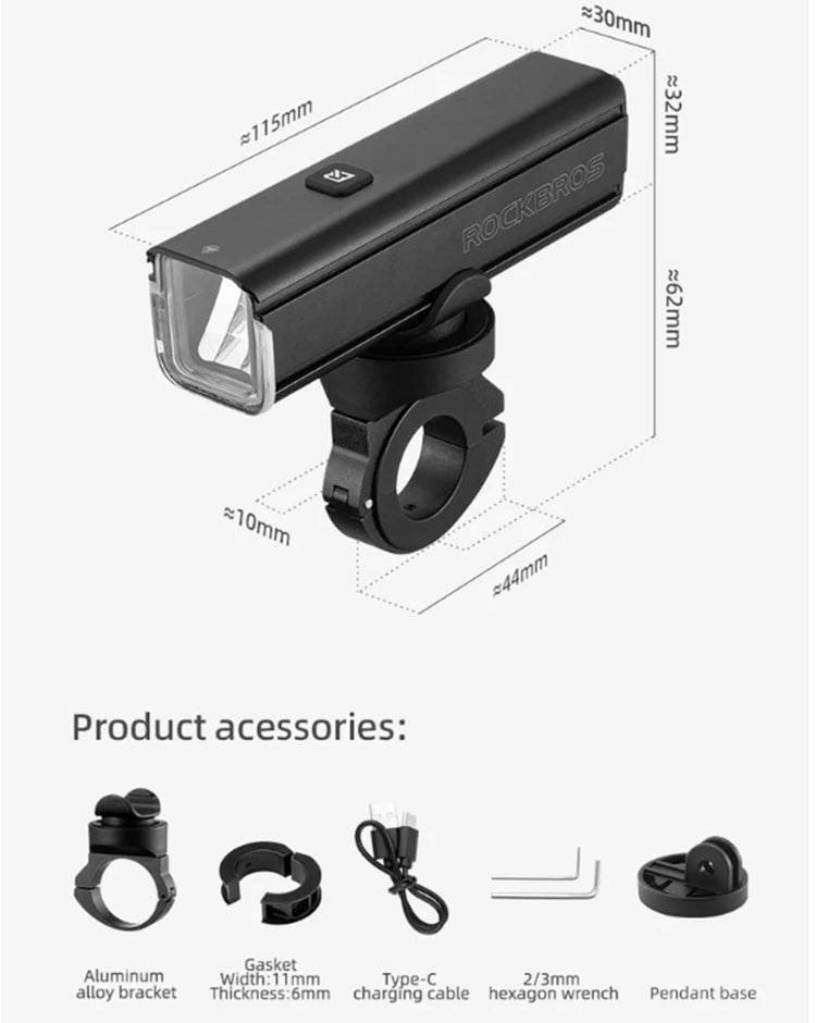 ROCKROS RHL1000 Lumens Headlight & Smart Taillight Set