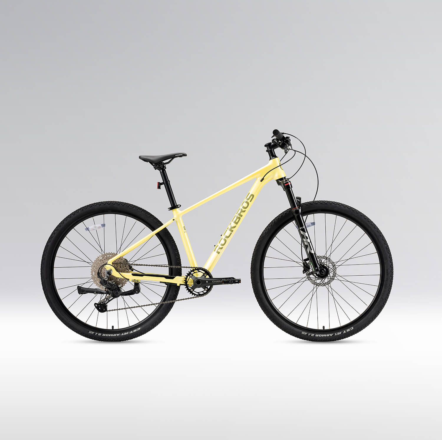 ROCKBROS 29" Aluminium Mountain Bike with Hydraulic Disc Brakes & Gears - MT400 Color White Yellow
